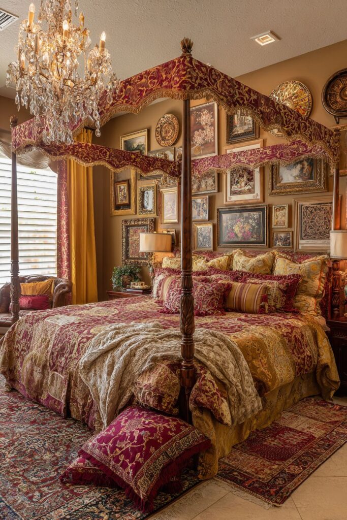 Crimson Canopy with Oriental Opulence