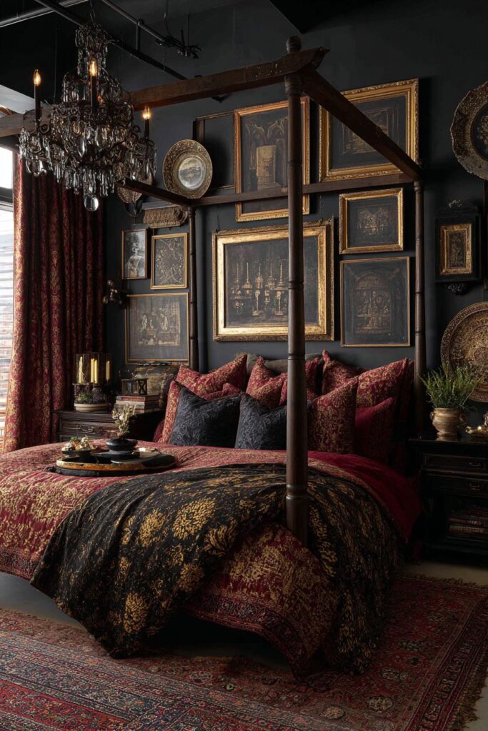 Crimson Canopy with Oriental Opulence