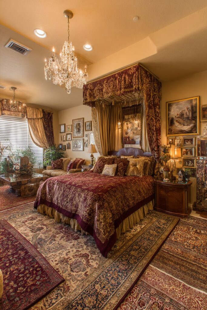 Crimson Canopy with Oriental Opulence