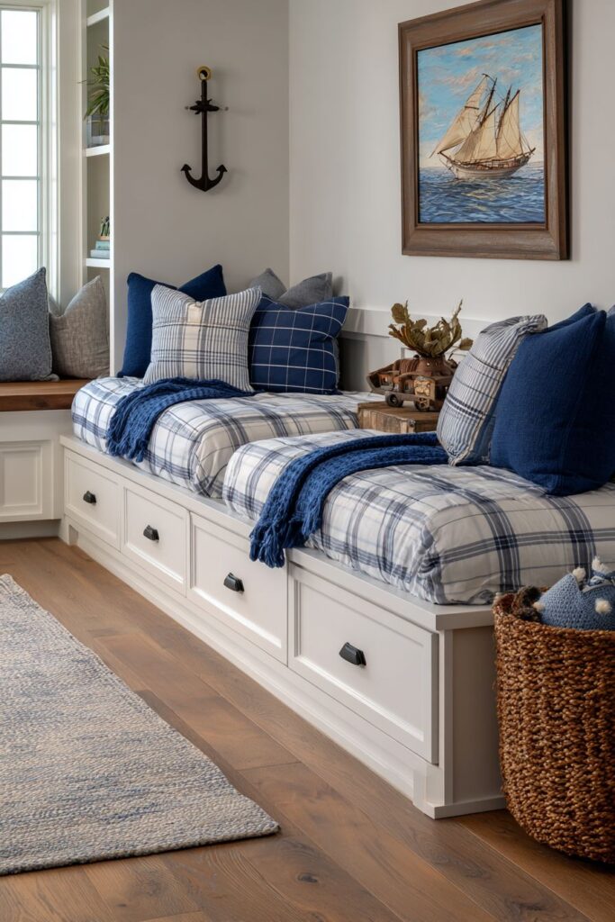 Built-In Nautical-Themed Twin Beds