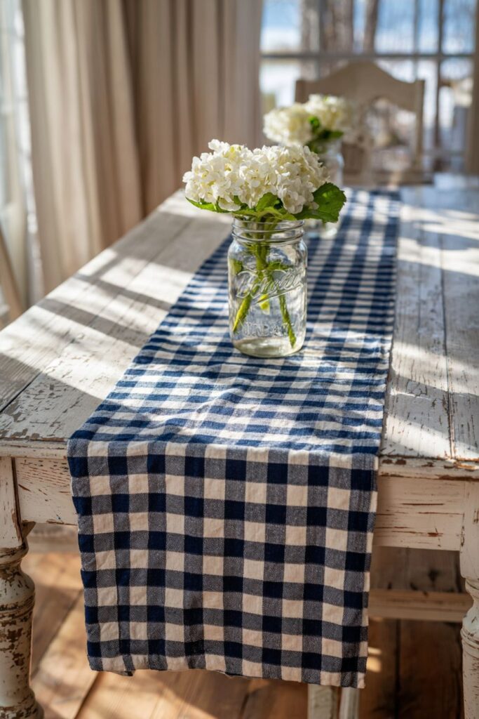Farmhouse Gingham Navy and White