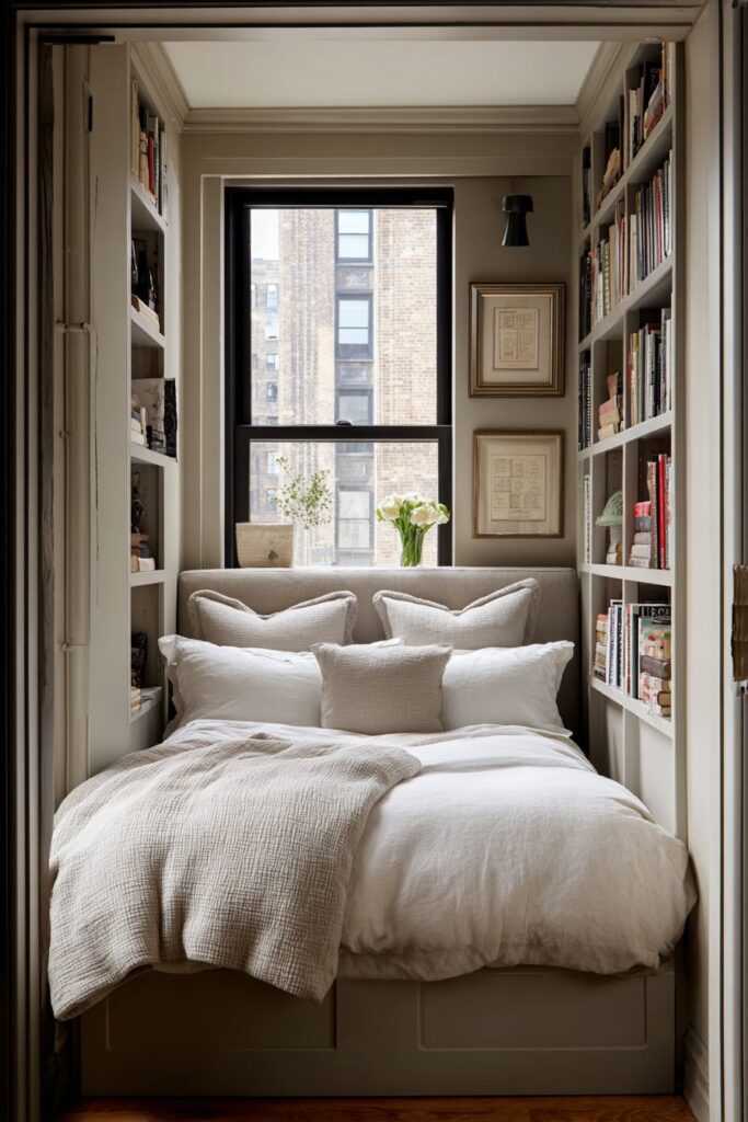 Intimate Cocoon in a Small Taupe Bedroom