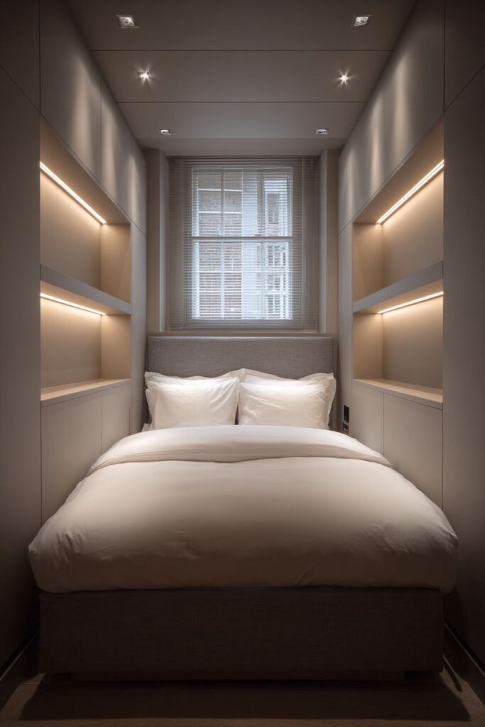 Intimate Cocoon in a Small Taupe Bedroom