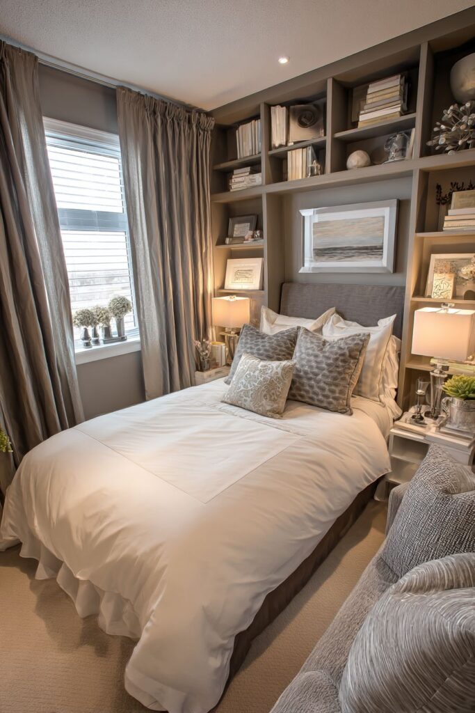 Intimate Cocoon in a Small Taupe Bedroom