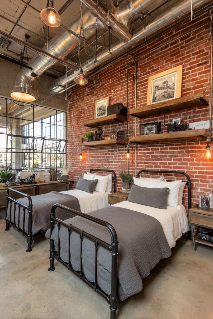 INDUSTRIAL-MODERN URBAN TWIN BEDROOM