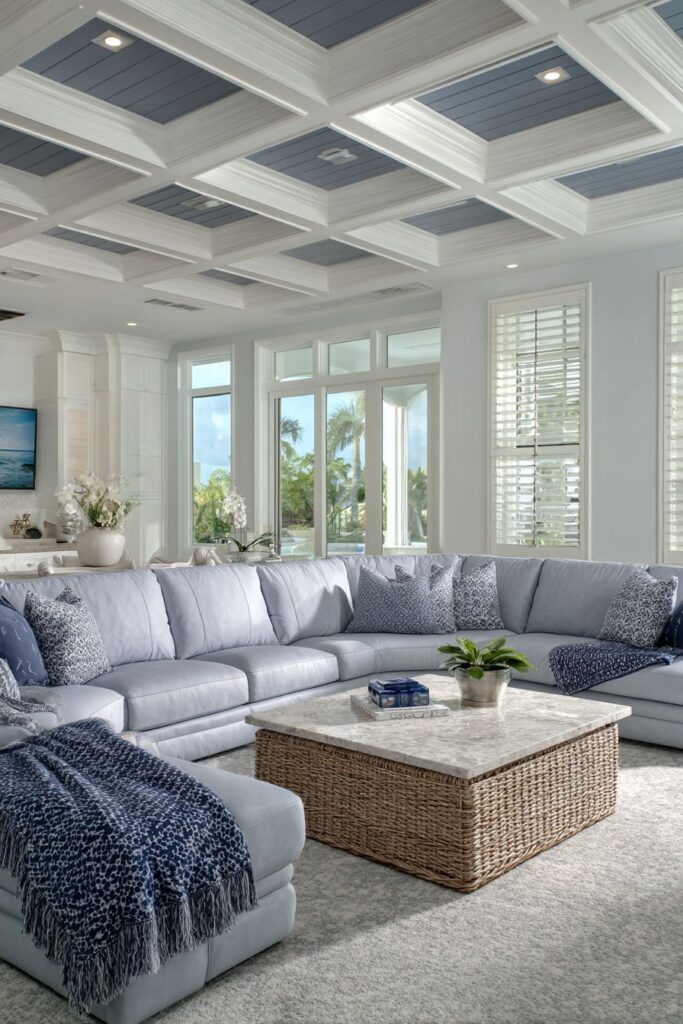 Statement Navy Coffered Ceiling Drama