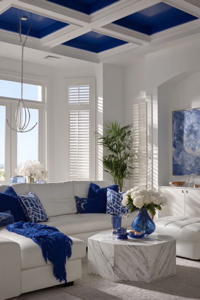 Statement Navy Coffered Ceiling Drama