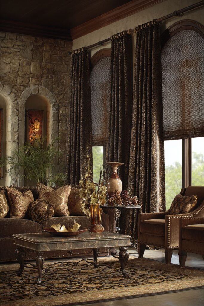 Luxurious Brown Velvet with Marble Sophistication