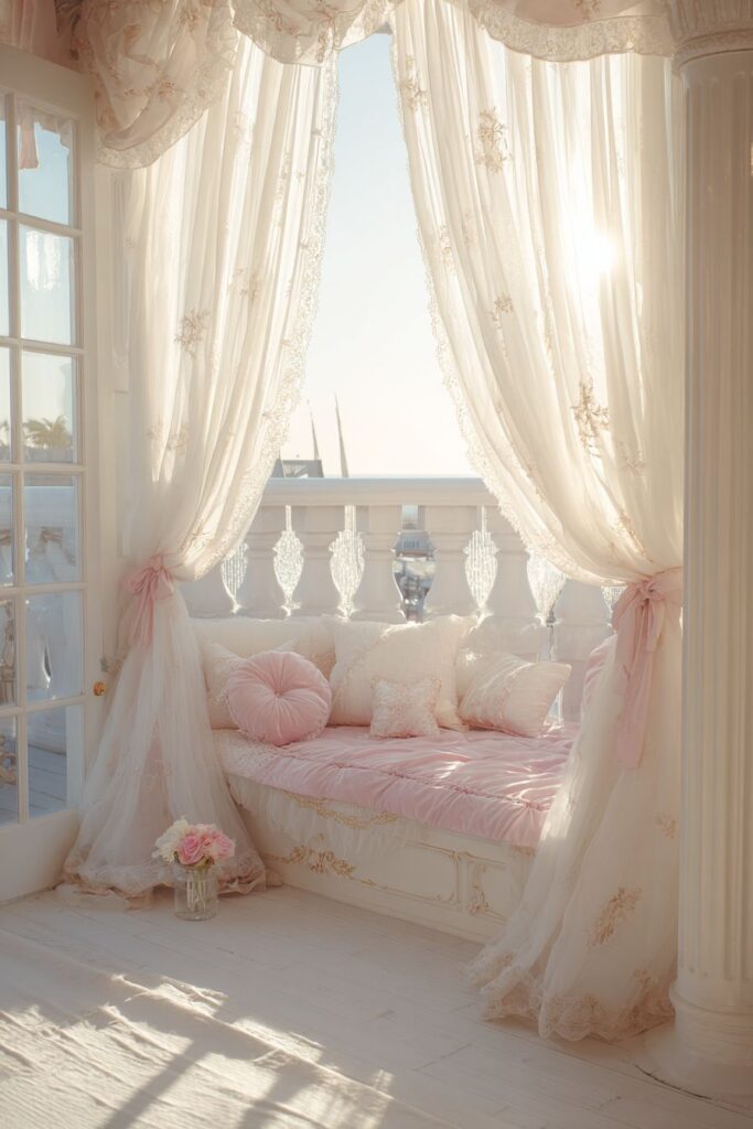 Floor-to-Ceiling Sheer Romance with Window Seat