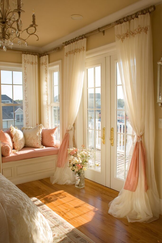 Floor-to-Ceiling Sheer Romance with Window Seat