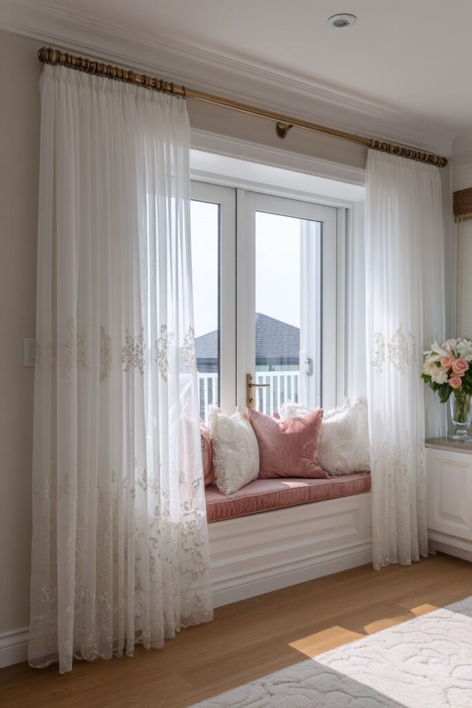 Floor-to-Ceiling Sheer Romance with Window Seat