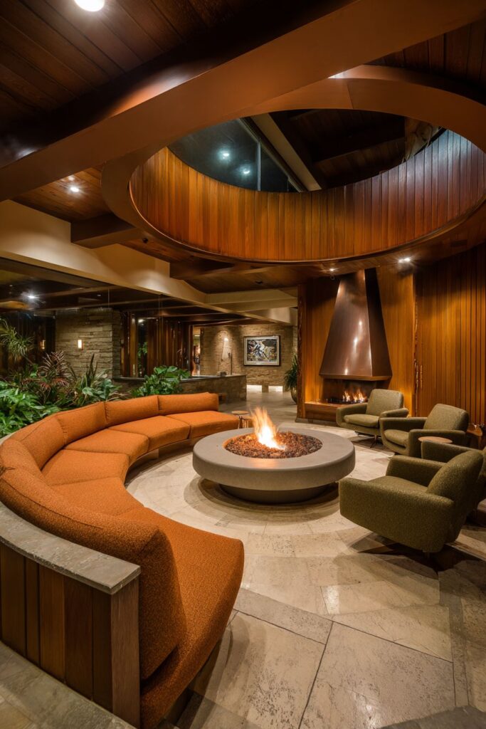 Circular Fireplace with Conversation Seating