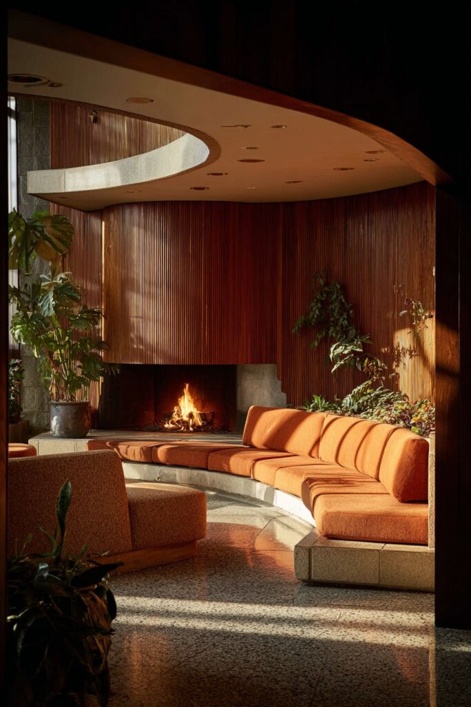 Circular Fireplace with Conversation Seating