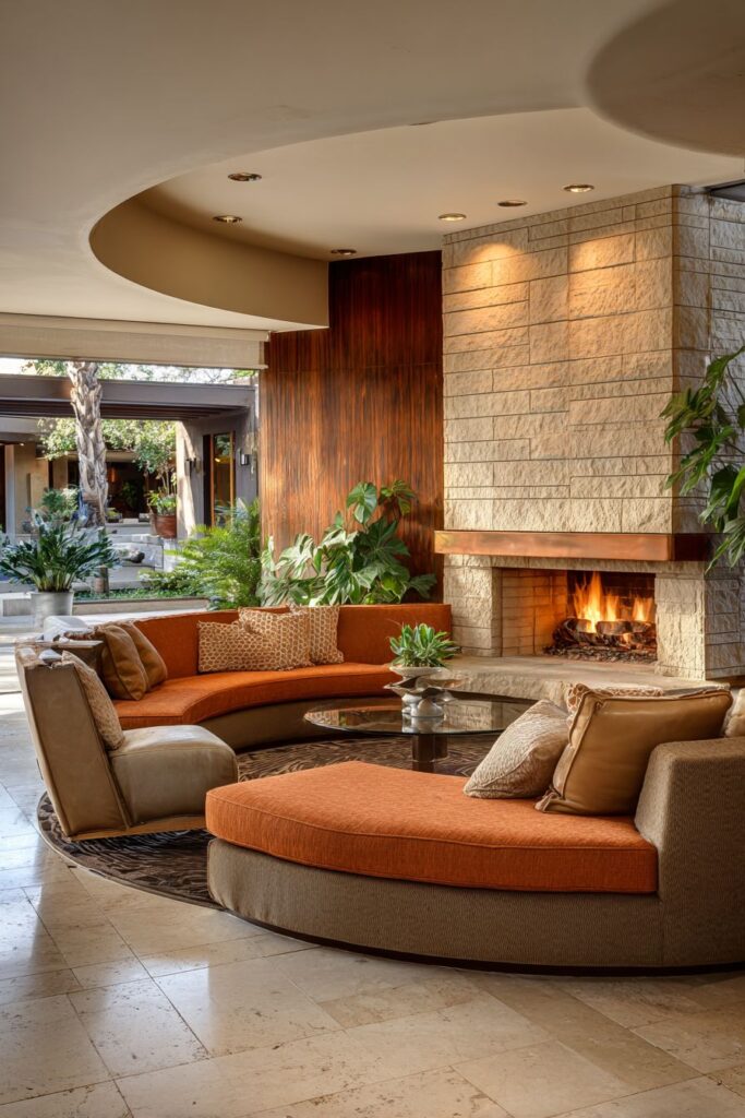 Circular Fireplace with Conversation Seating