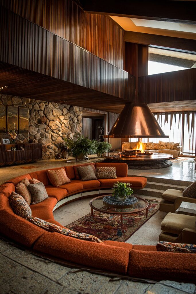 Circular Fireplace with Conversation Seating