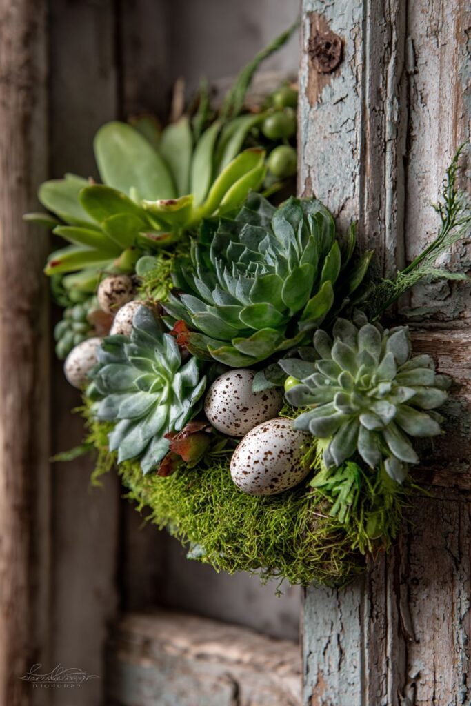 Living Succulent and Moss Wreath
