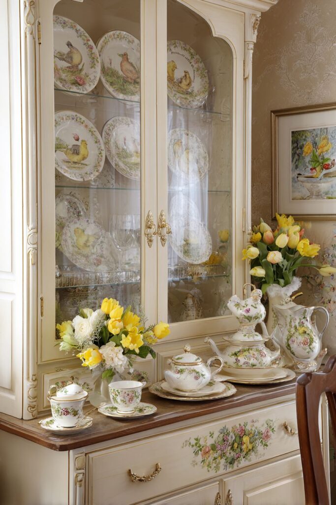 Nostalgic China Cabinet Easter Display