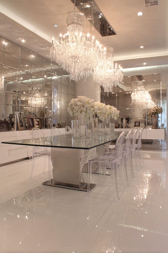 Glass and Mirror Contemporary Glamour