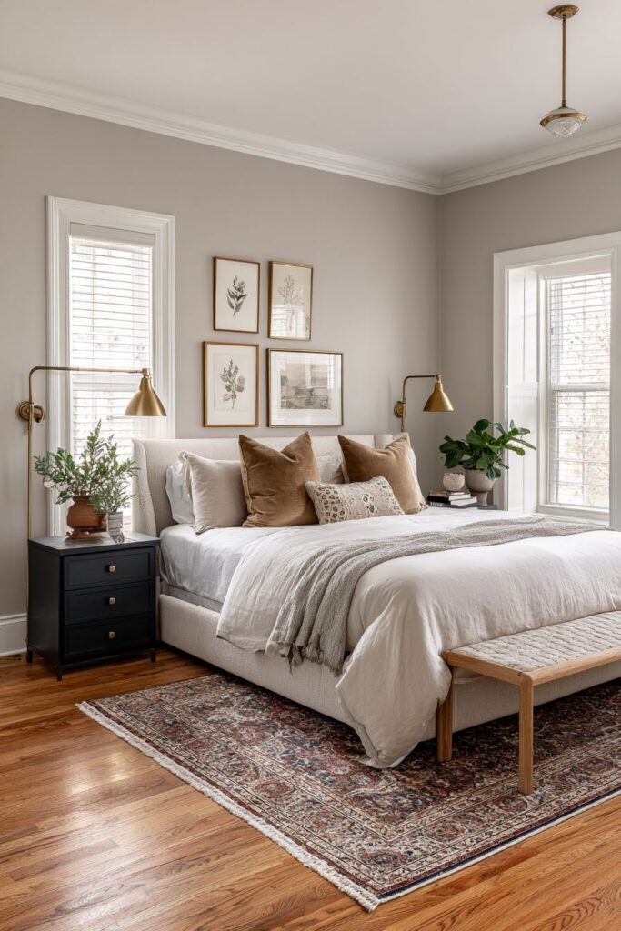 Eclectic Gallery Wall with Mixed Gold Tones