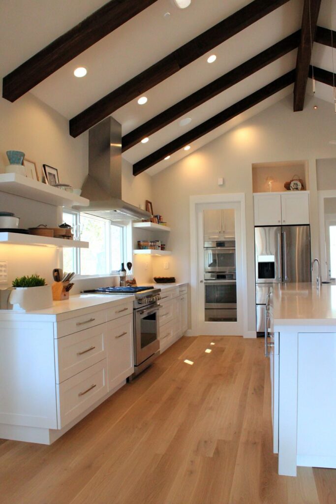 Exposed Ceiling Beams with Integrated Herb Garden