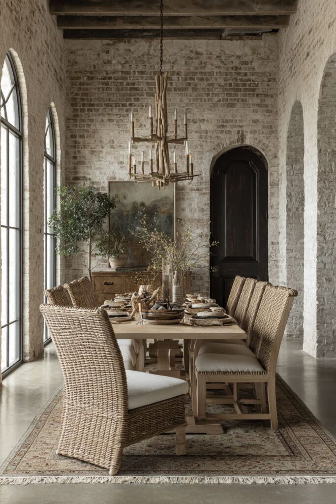 Weathered Oak Trestle Table with Mortise and Tenon Details