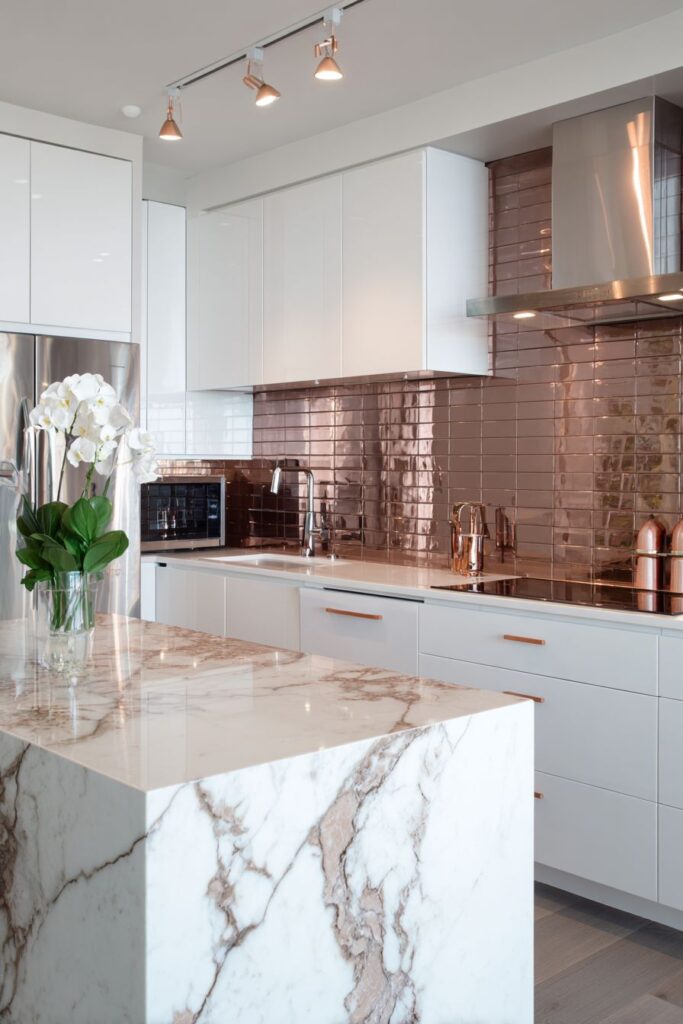 Modern Rose Gold Backsplash Statement