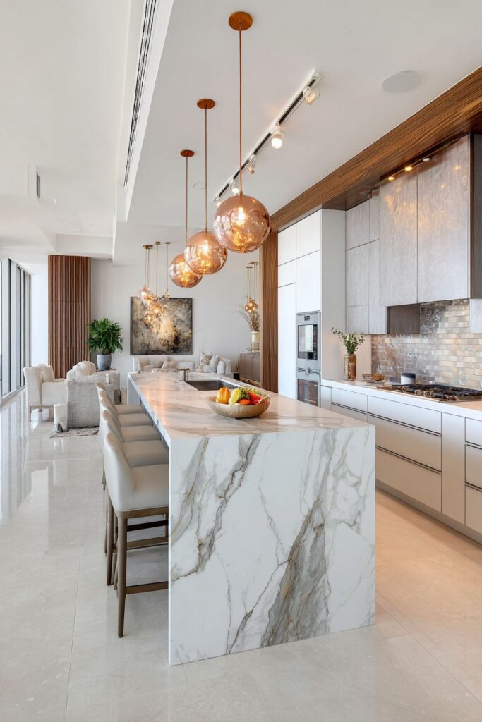 Modern Rose Gold Backsplash Statement