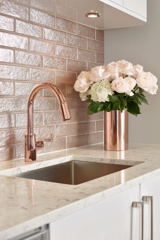 Modern Rose Gold Backsplash Statement