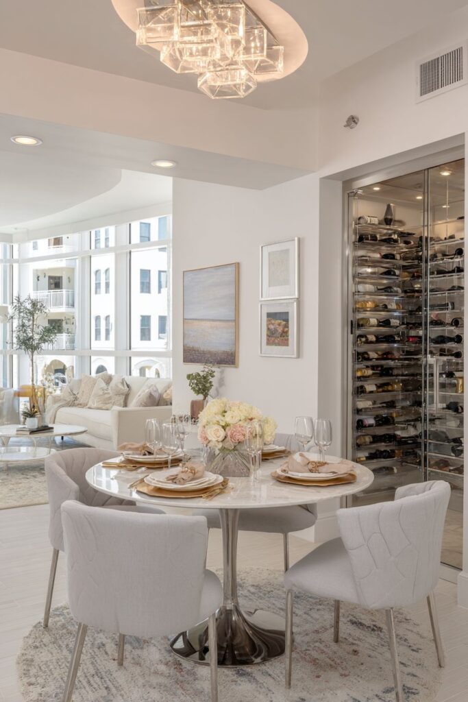 Circular Elegance with Marble and Steel