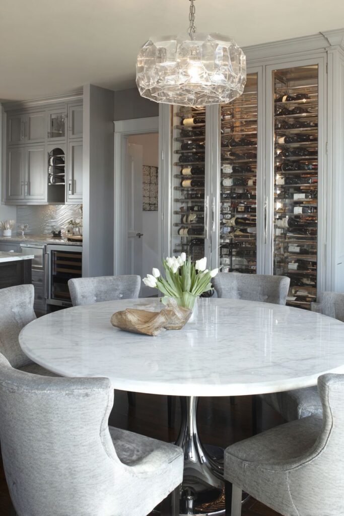 Circular Elegance with Marble and Steel