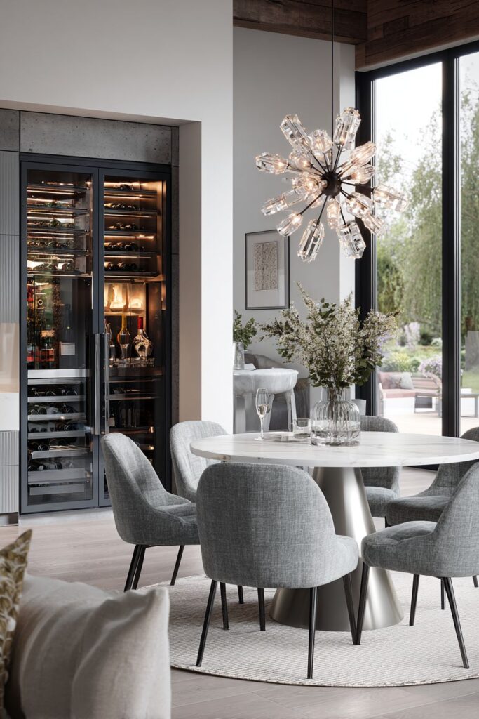 Circular Elegance with Marble and Steel