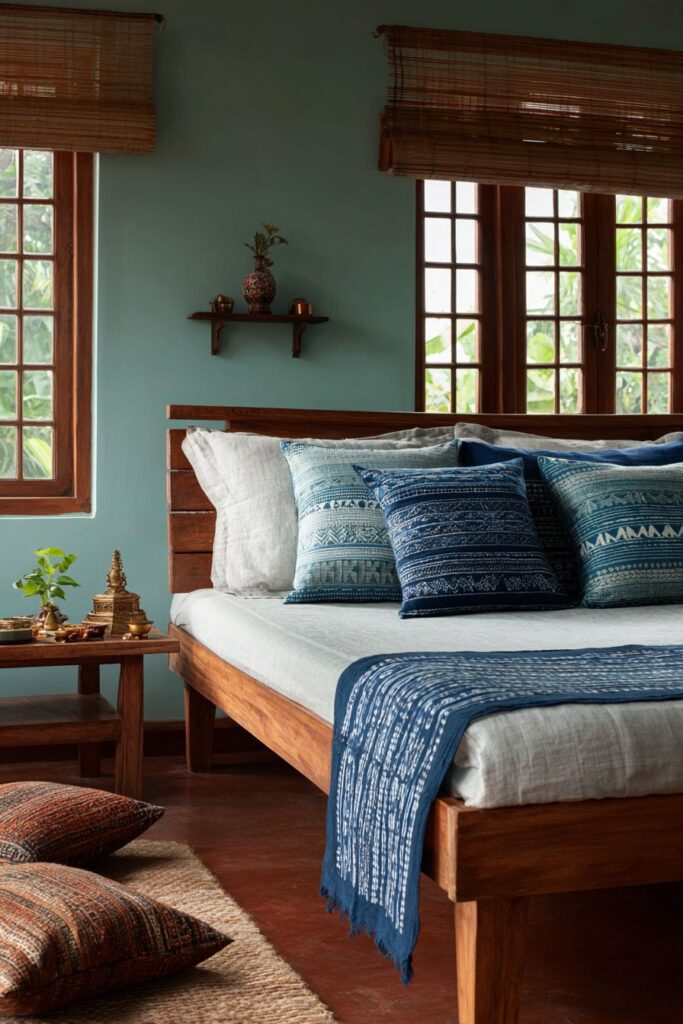 Serene Indian Bedroom with Mindful Tranquility