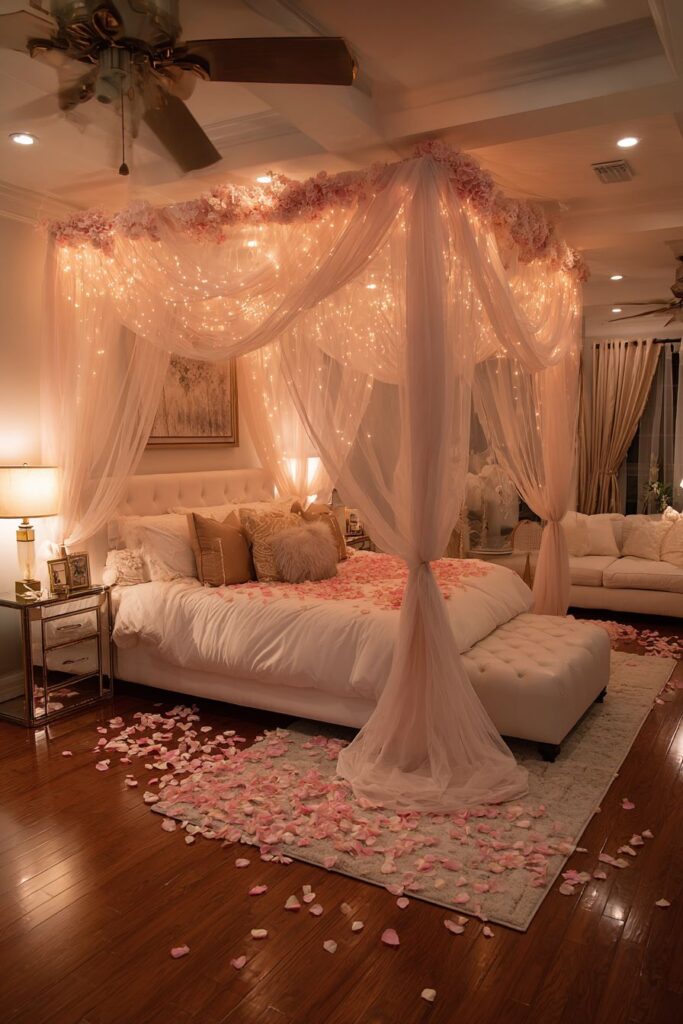 Blush and Gold Romantic Bedroom Canopy