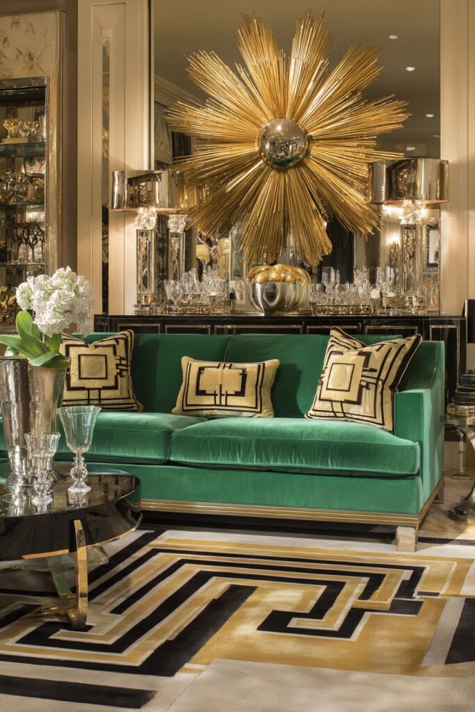 Emerald Elegance with Sunburst Glamour