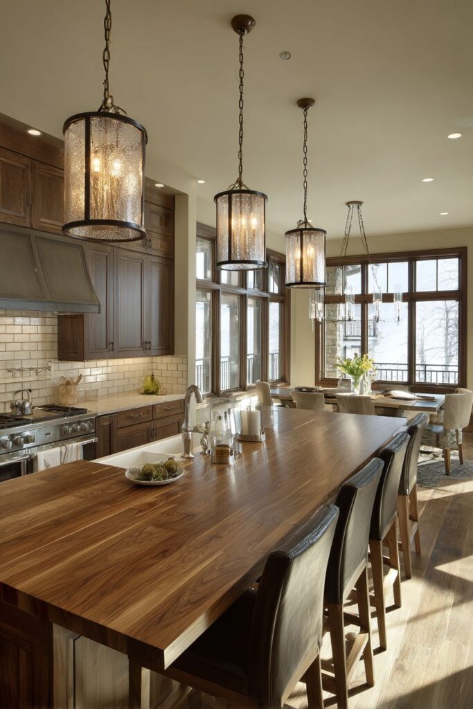 Rich Walnut Cabinetry with Bronze Accents