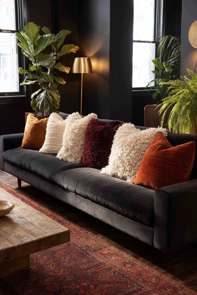 Charcoal Velvet Sanctuary with Jewel-Toned Accents