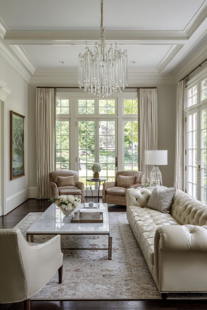 Sophisticated Neutral Sanctuary with Chesterfield Elegance