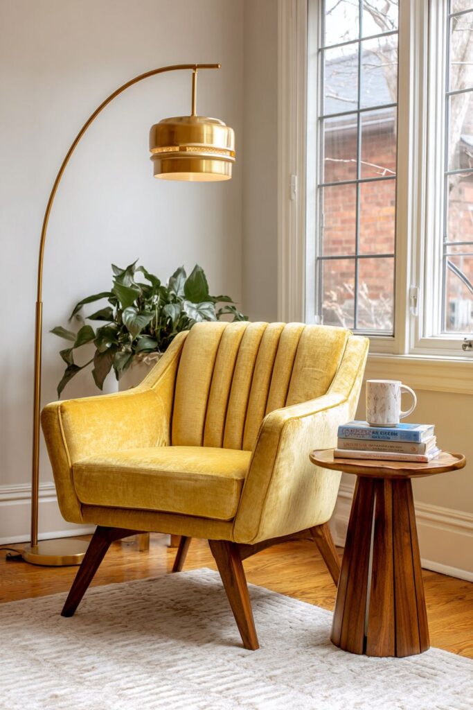 Cozy Reading Nook with Mid-Century Modern Flair