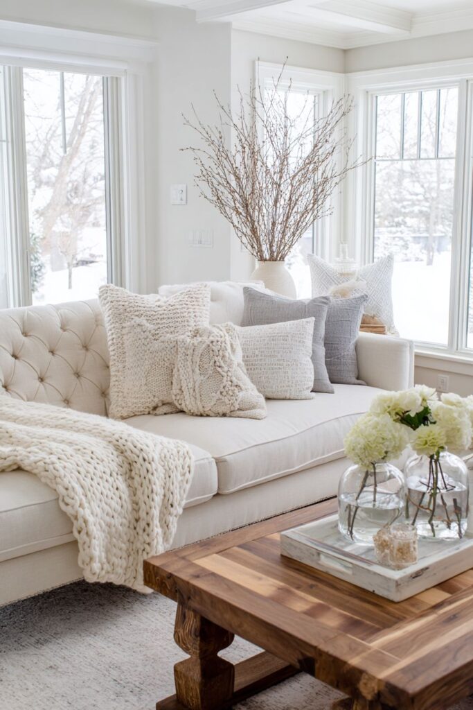 Winter White Living Room Sanctuary