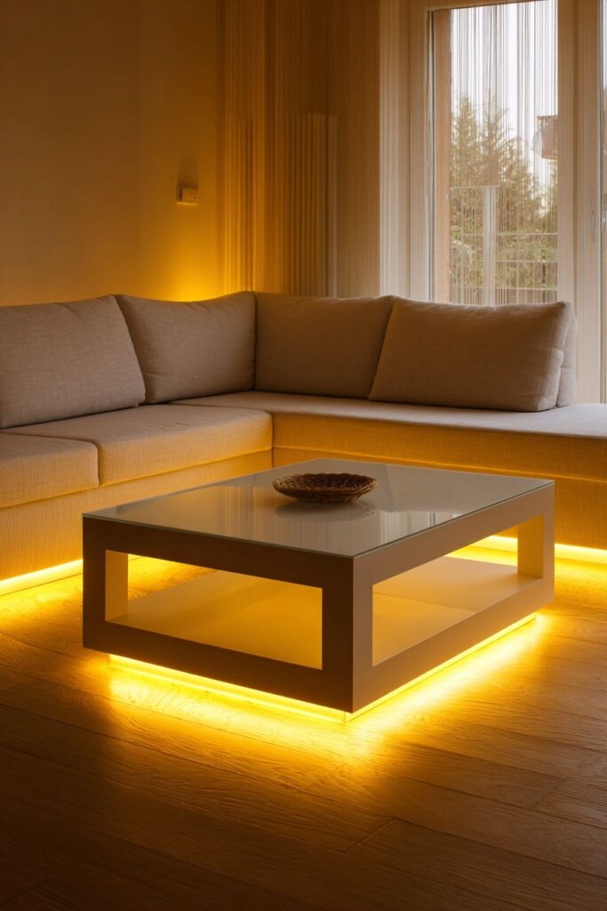 Modern Sectional Sofa with Integrated LED Strip Lighting
