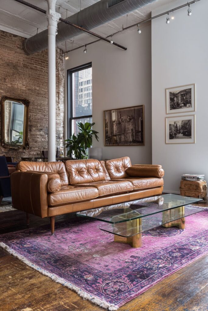 Mid-Century Leather Meets Industrial Chic