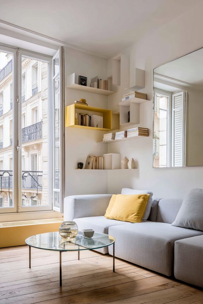 Compact Sectional with Light-Reflecting Elements