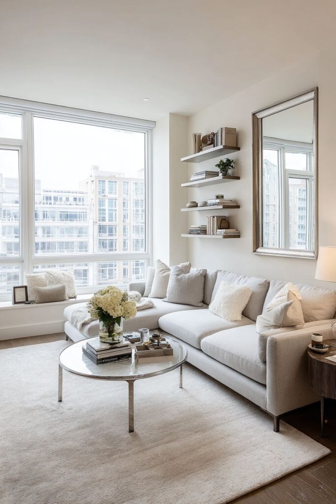 Compact Sectional with Light-Reflecting Elements