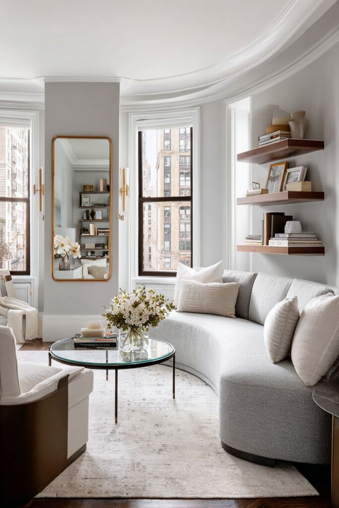 Compact Sectional with Light-Reflecting Elements