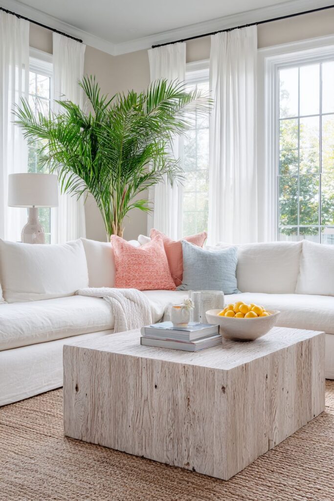 Coastal Breeze Living Room with Natural Textures