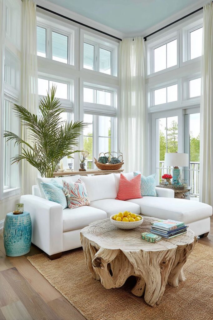 Coastal Breeze Living Room with Natural Textures