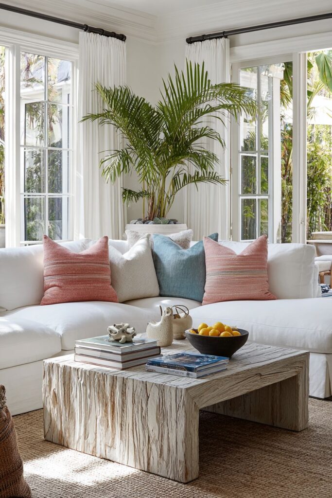 Coastal Breeze Living Room with Natural Textures