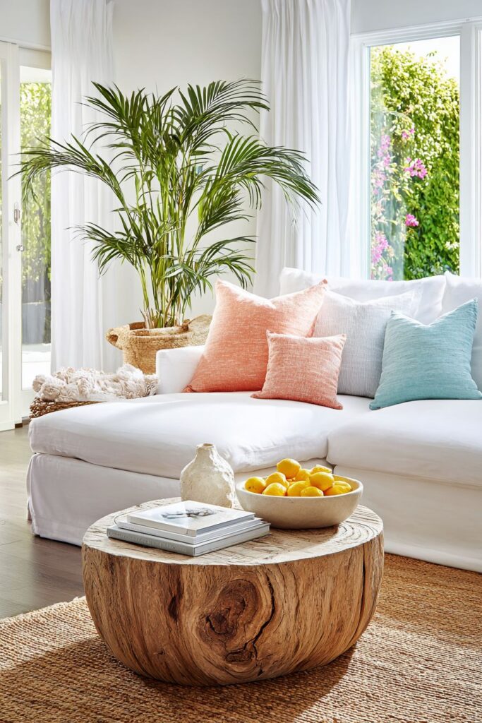 Coastal Breeze Living Room with Natural Textures