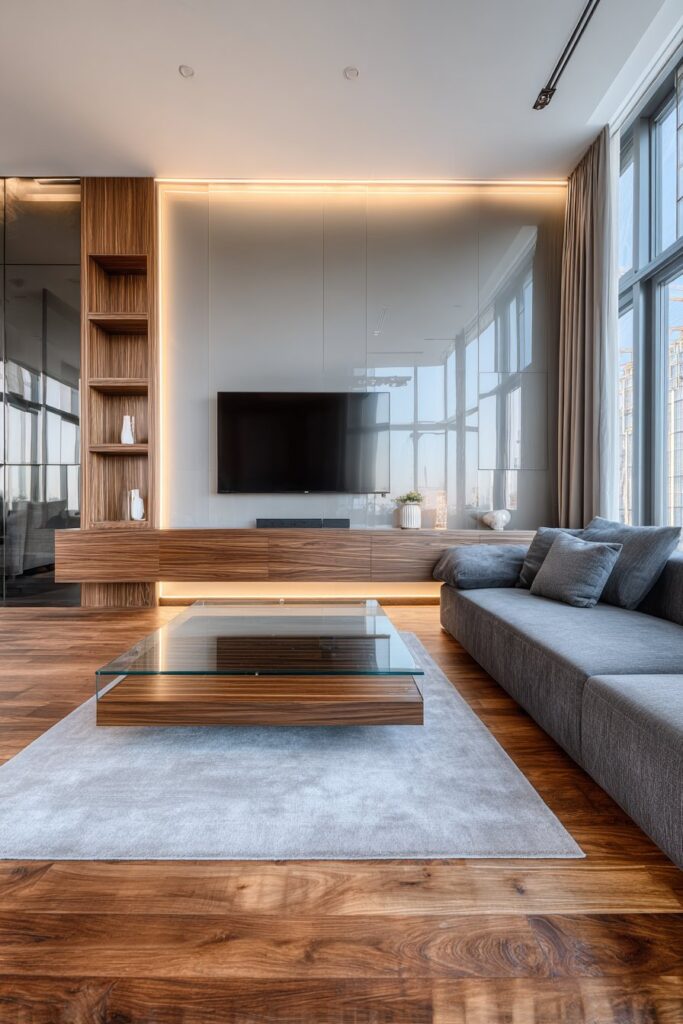 Contemporary Floating Media Wall Design