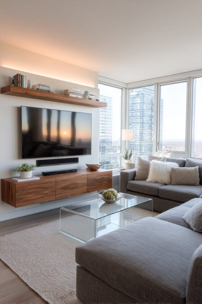 Contemporary Floating Media Wall Design